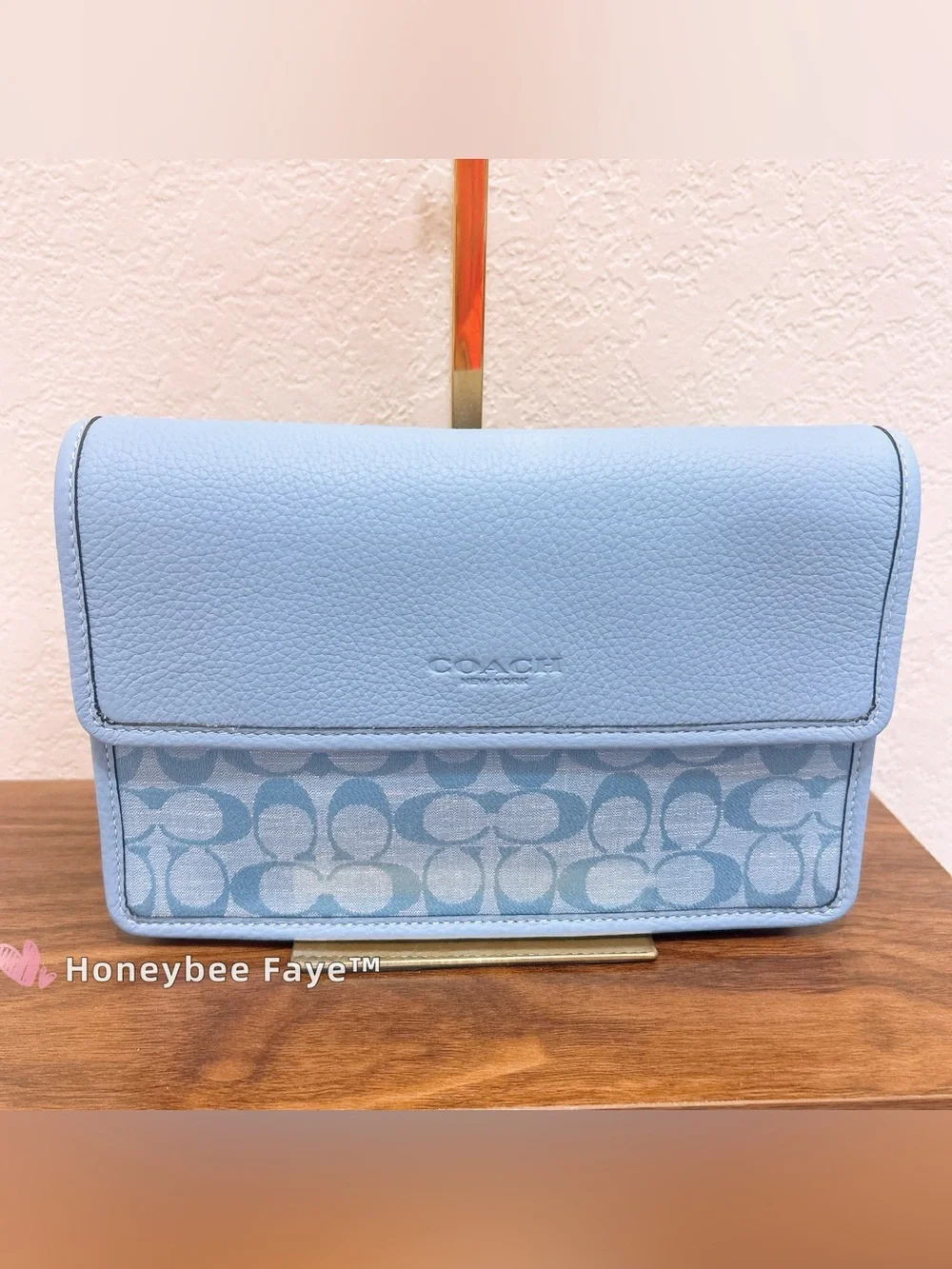 Coach Pale Blue denim Signature Canvas and Leather Crossbody Bag